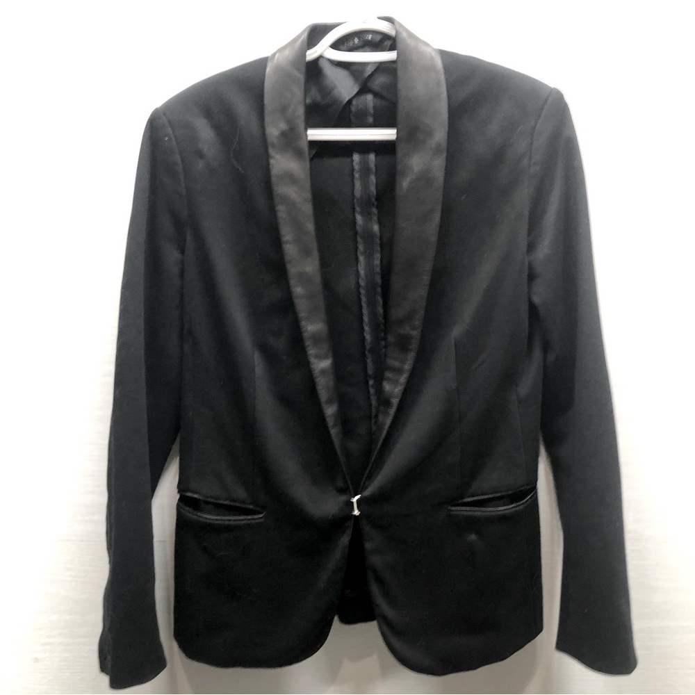Rag & Bone leather trim blazer, black, EUC